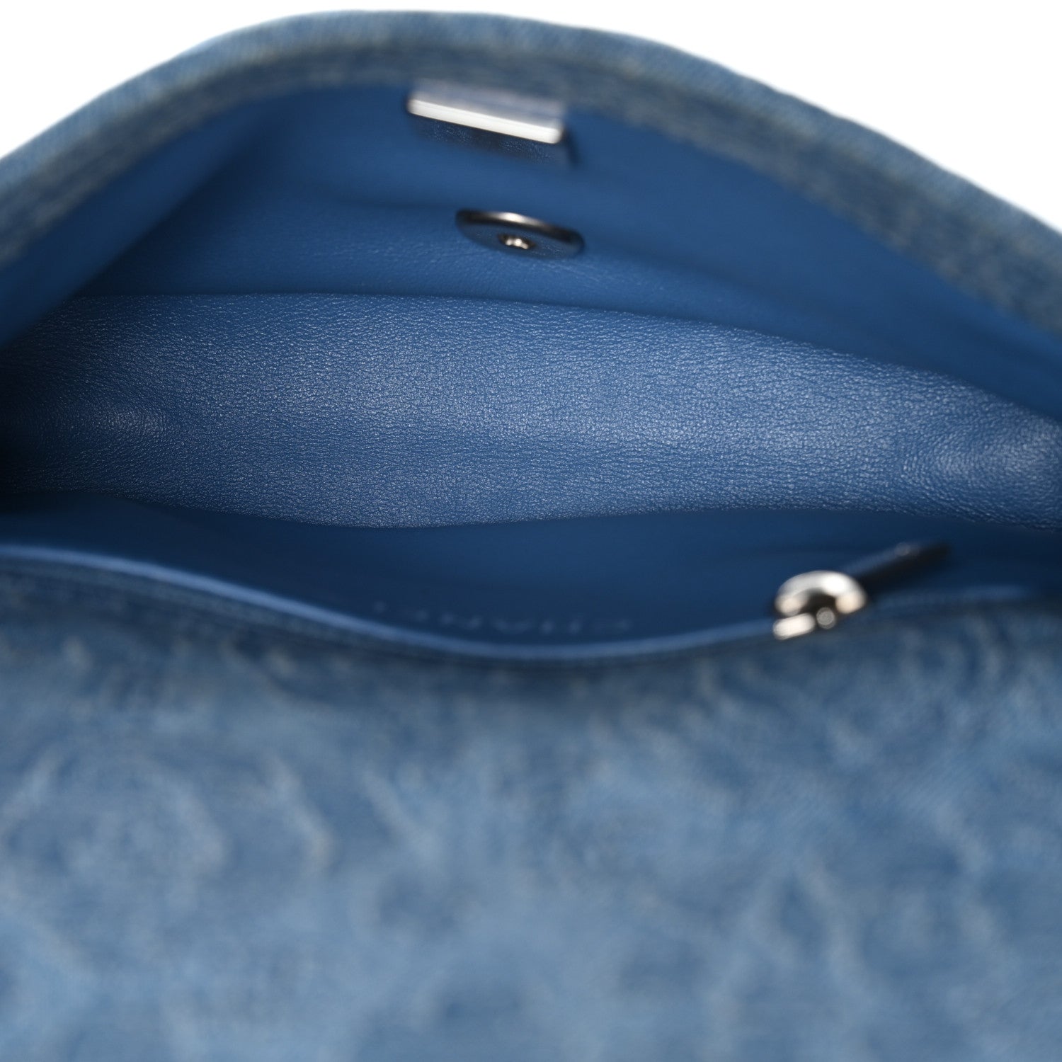 Chanel Denim Quilted Camellia Sweetheart Mini Flap Blue
