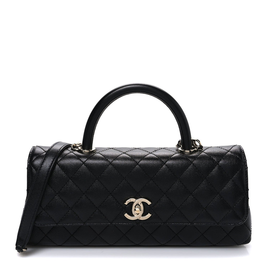 Chanel Caviar Quilted Maxi East West Coco Handle Flap Black
