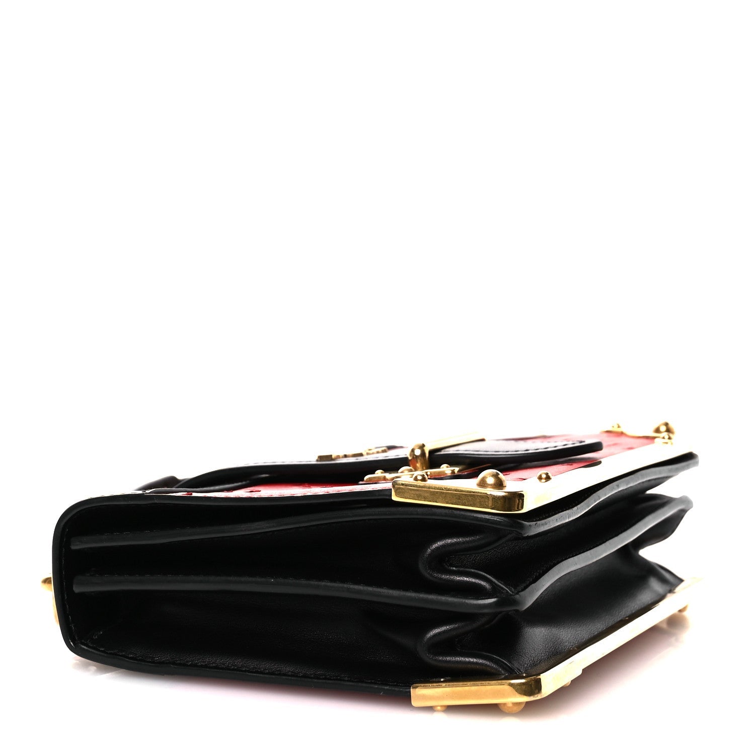 Prada City Calfskin Ostrich Cahier Bag Fuoco Black