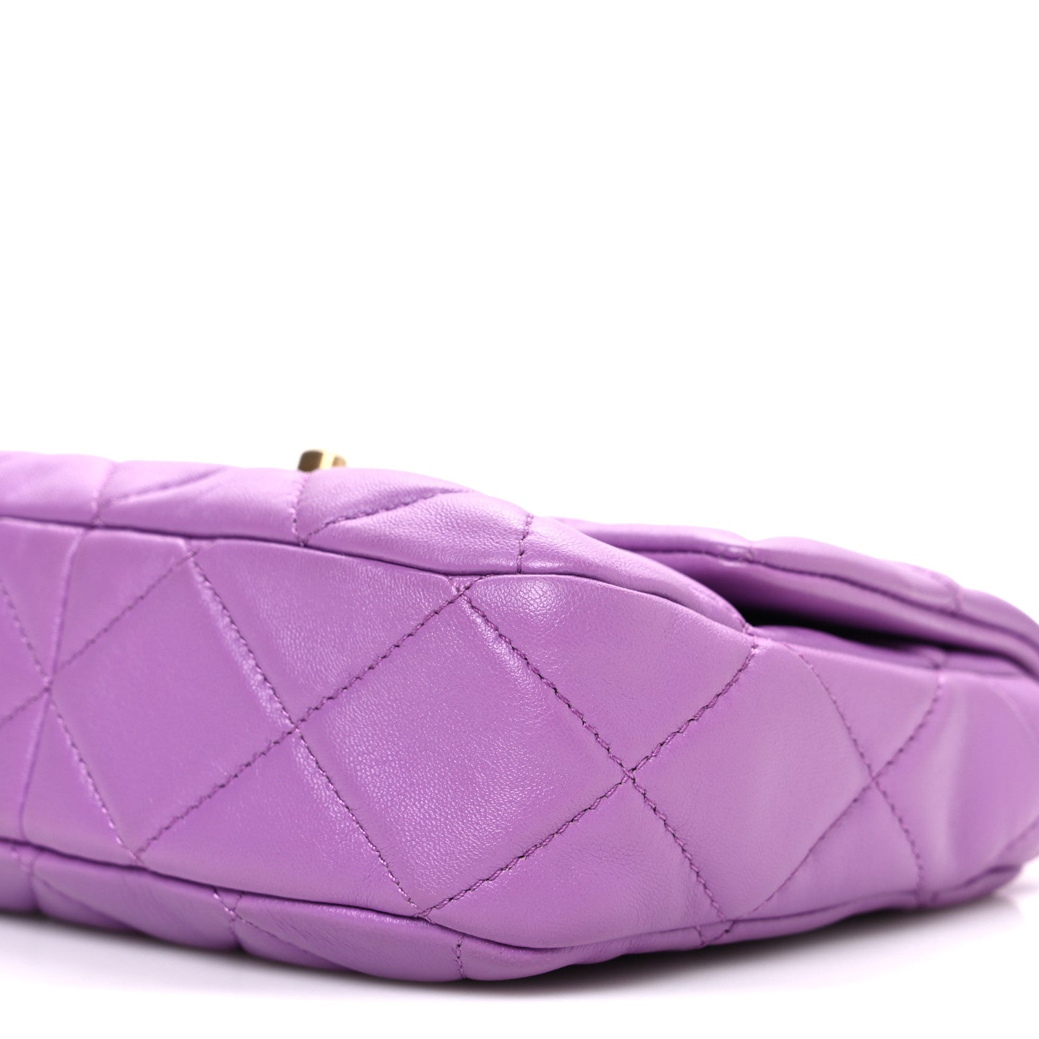 Chanel Lambskin Quilted Mini Lacquered Chain Flap Purple