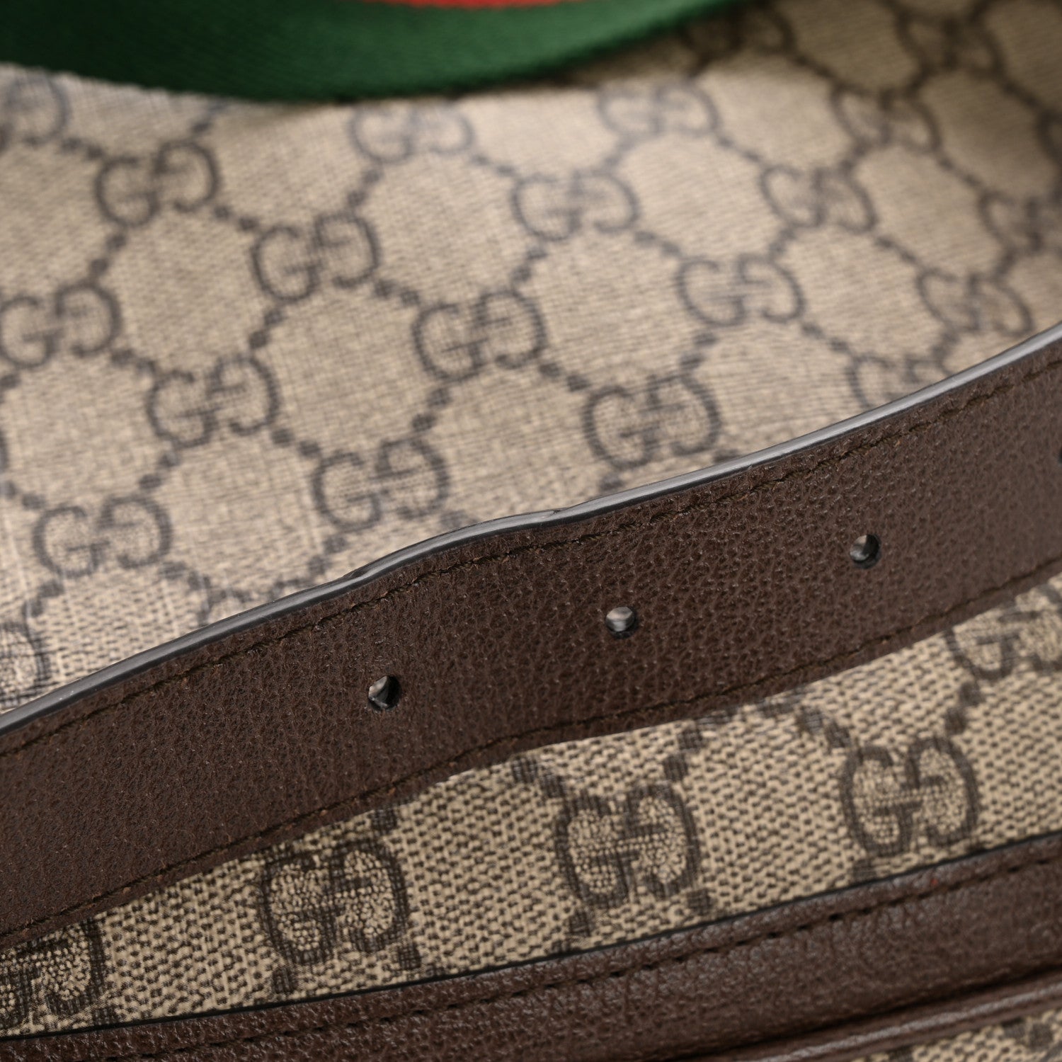 Gucci GG Supreme Monogram Textured Dollar Calfskin Web Medium Blondie Shoulder Flap Bag Beige Ebony New Acero
