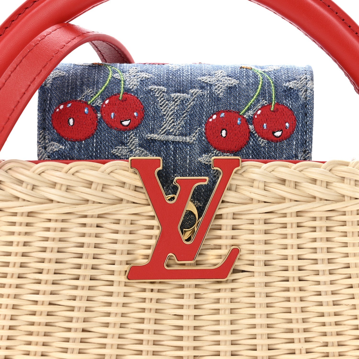 Louis Vuitton LV X TM Rattan Denim Calfskin Cerises Capucines Mini