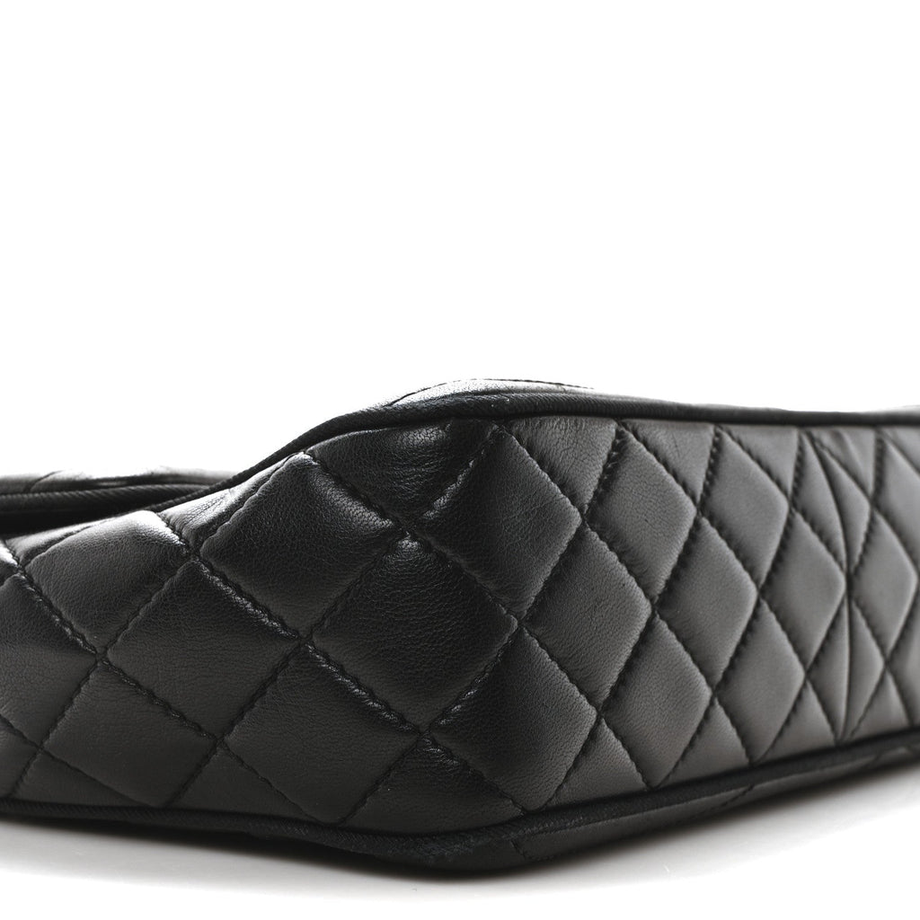 Chanel Lambskin Scallop Quilted Medium Pagoda Flap Black