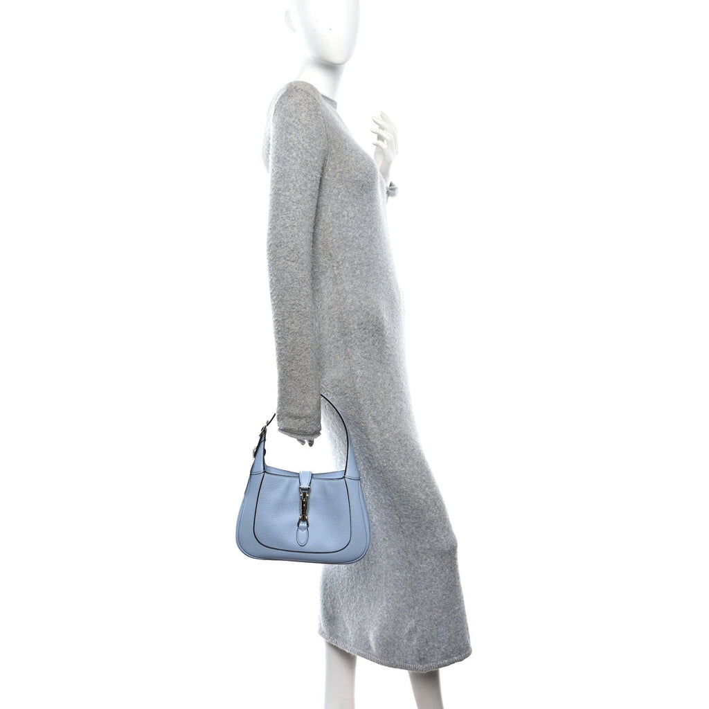 Gucci Grained Calfskin Web Medium Jackie 1961 Hobo Light Blue