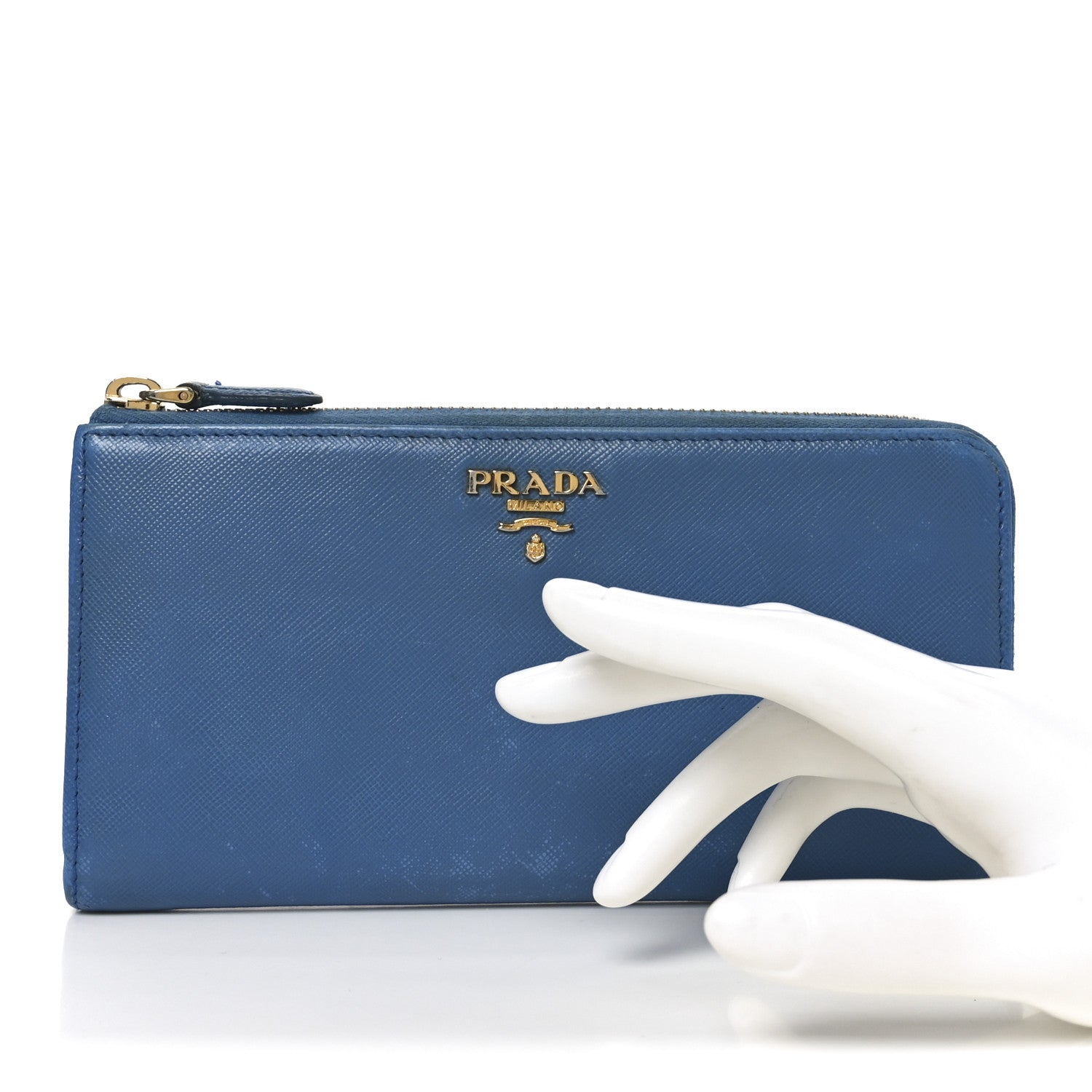 Prada Vitello Move Half Zip Wallet Cobalto
