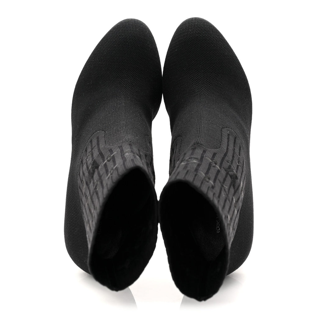 Louis Vuitton Monogram Stretch Fabric Silhouette Ankle Boots 39 Black