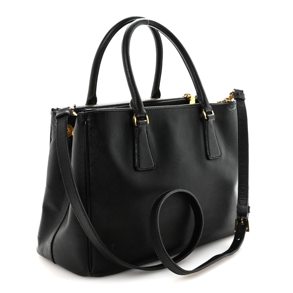 Prada Saffiano Lux Small Galleria Double Zip Tote Black