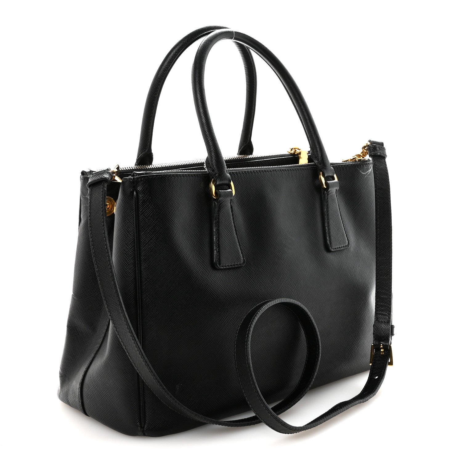 Prada Saffiano Lux Small Galleria Double Zip Tote Black