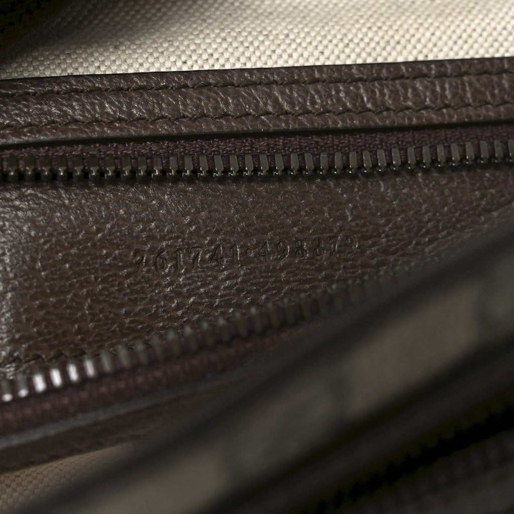 Gucci Tender GG Supreme Monogram Textured Dollar Calfskin Ophidia Messenger Bag Beige Ebony Dark Brown