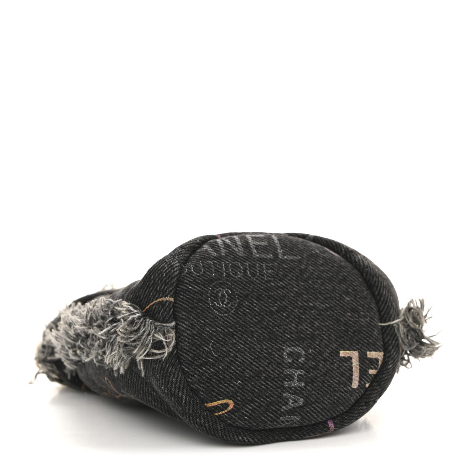 Chanel Denim Quilted Mood Mini Bucket With Chain Black Multicolor