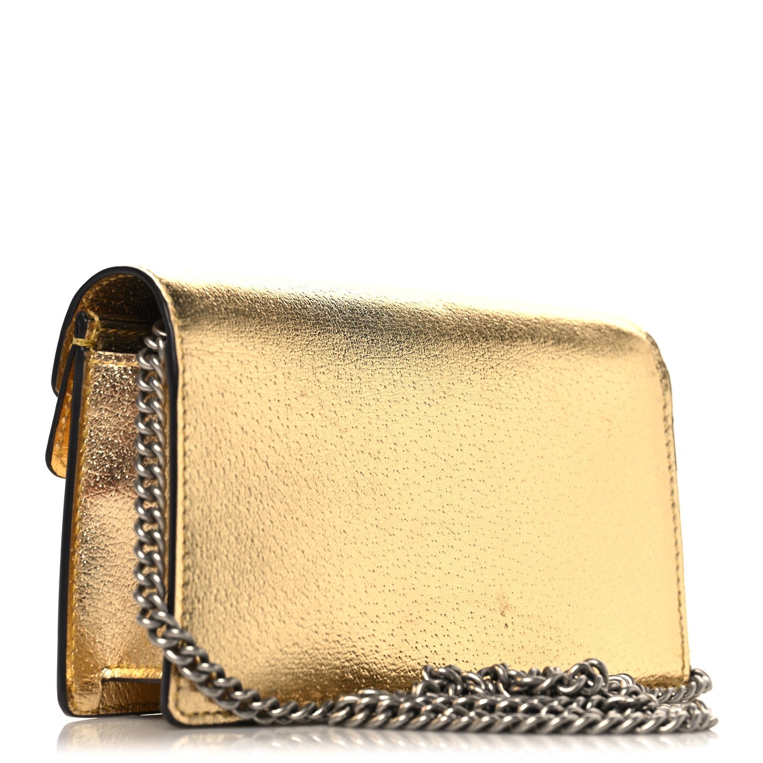 Gucci Metallic Calfskin Super Mini Dionysus Shoulder Bag Gold