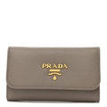 Prada Saffiano Fiocco 6 Key Holder Argilla