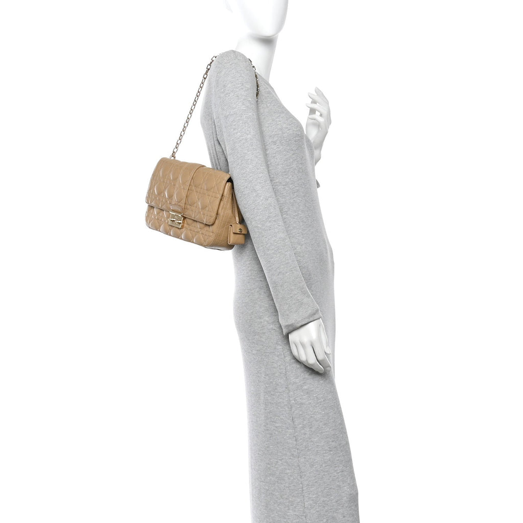Christian Dior Lambskin Cannage Medium Miss Dior Flap Beige