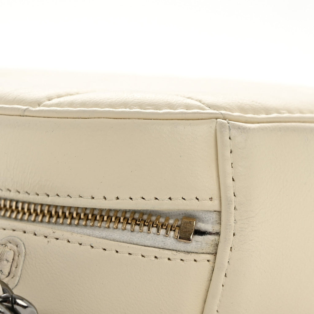 Chanel Lambskin Quilted Chanel 19 Round Clutch With Chain White