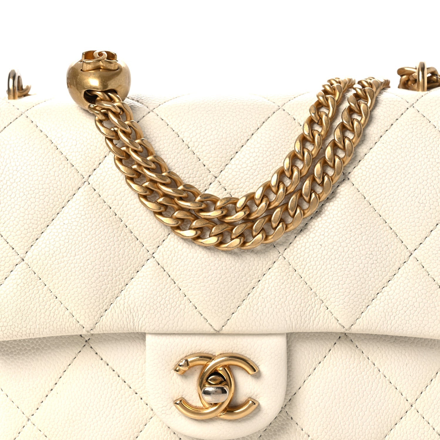 Chanel Caviar Quilted Mini Sweetheart Flap White