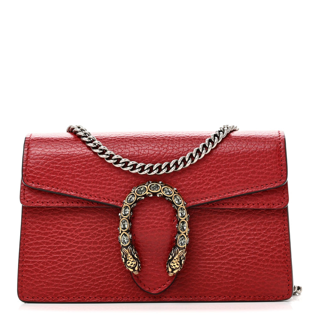 Gucci Dollar Calfskin Swarovski Crystal Small Dionysus Shoulder Bag Hibiscus Red