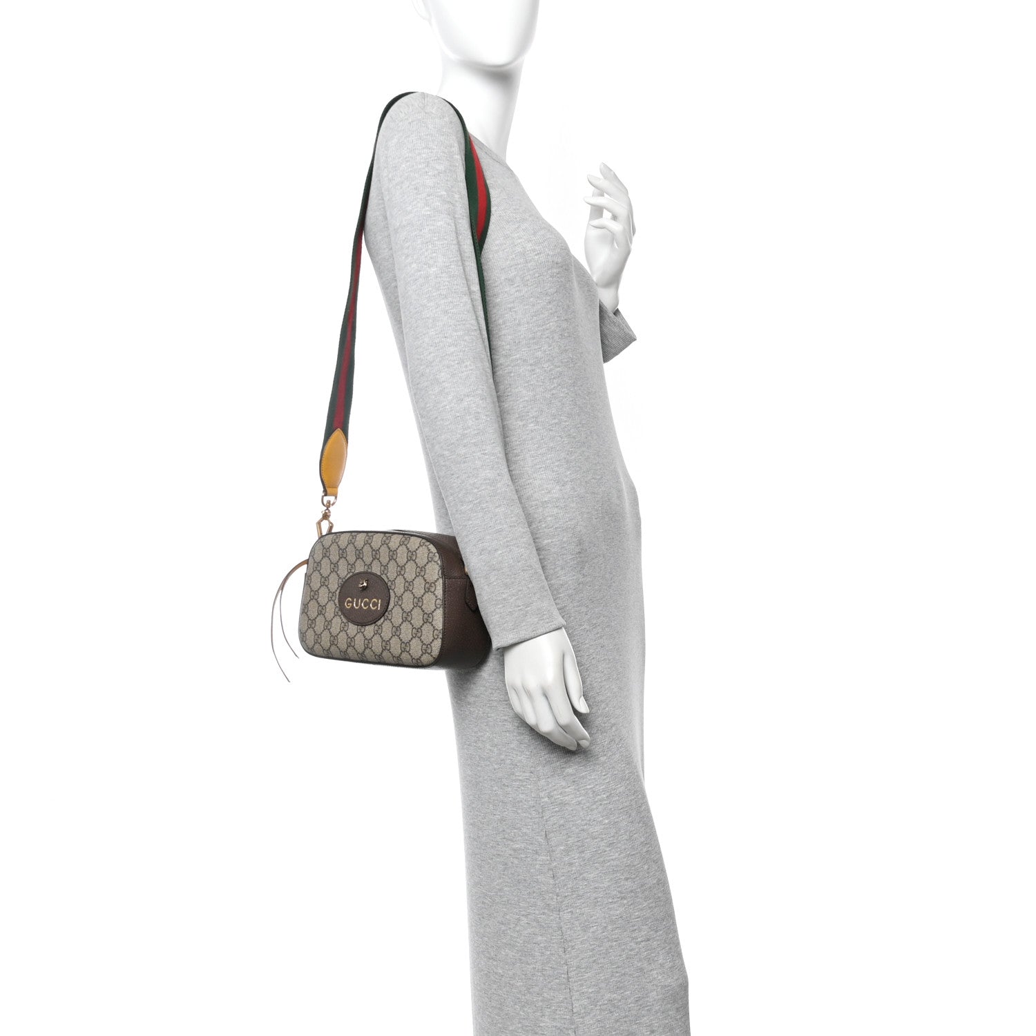 Gucci GG Supreme Monogram Web Neo Vintage Shoulder Bag Beige New Acero Crop