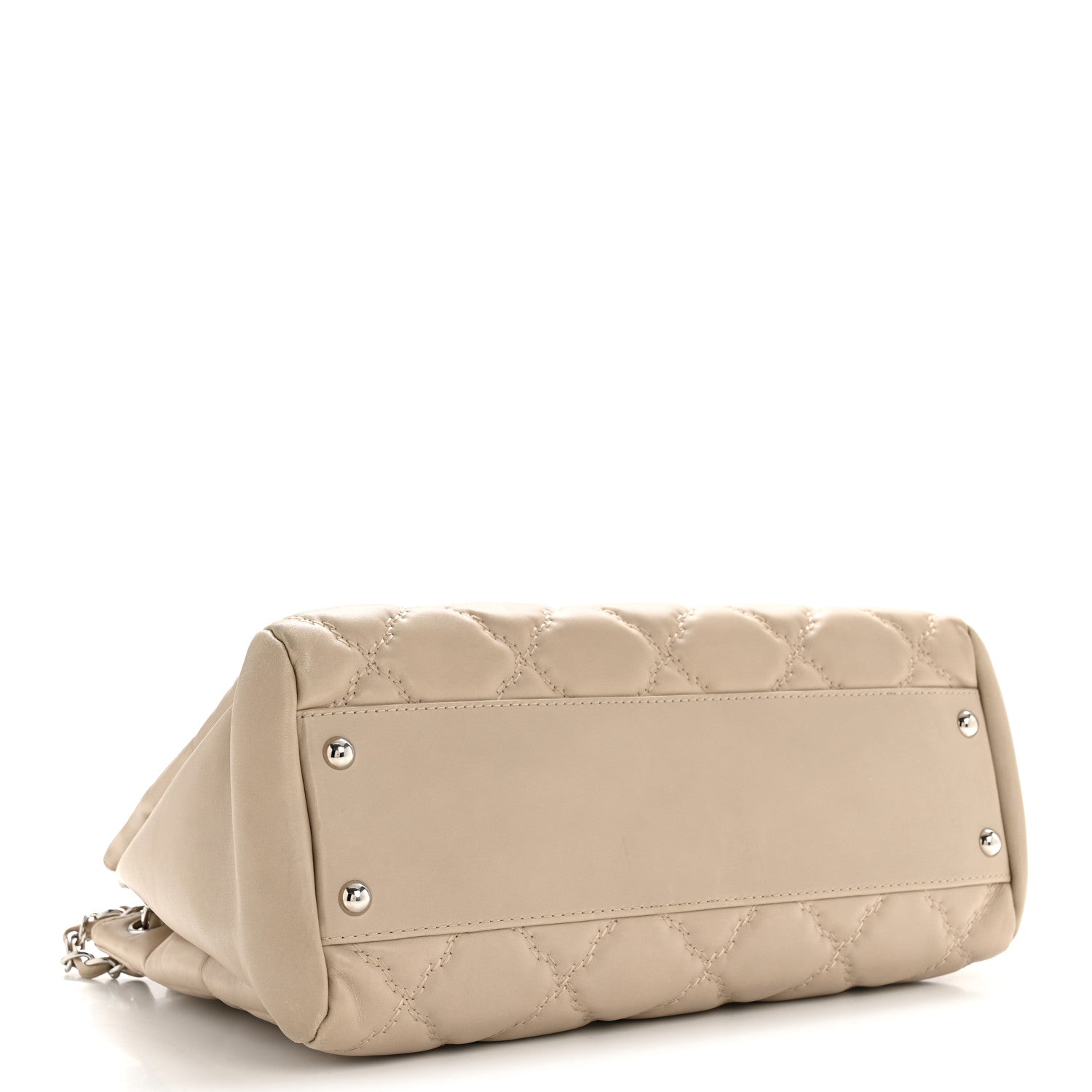 Chanel Calfskin Double Stitch Large Hamptons Flap Bag Beige
