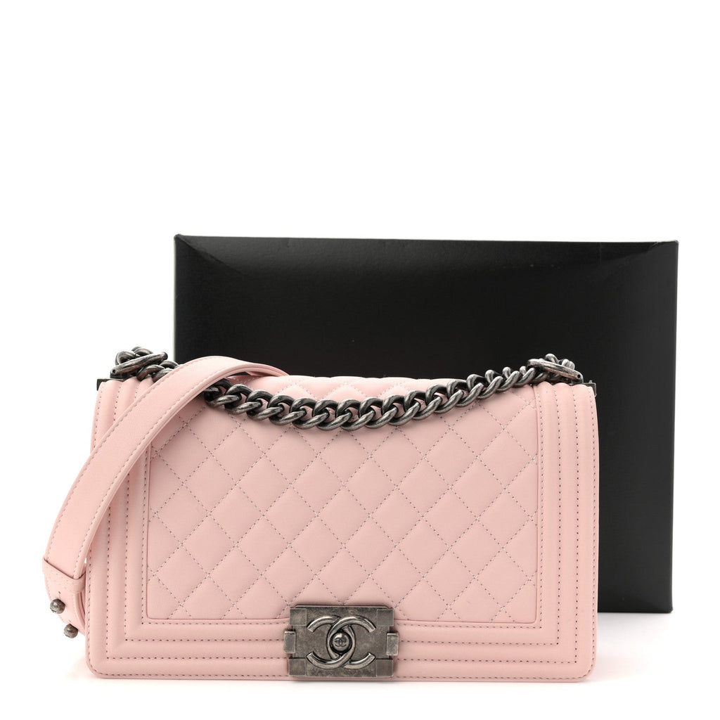 Chanel Calfskin Quilted Medium Boy Flap Light Pink