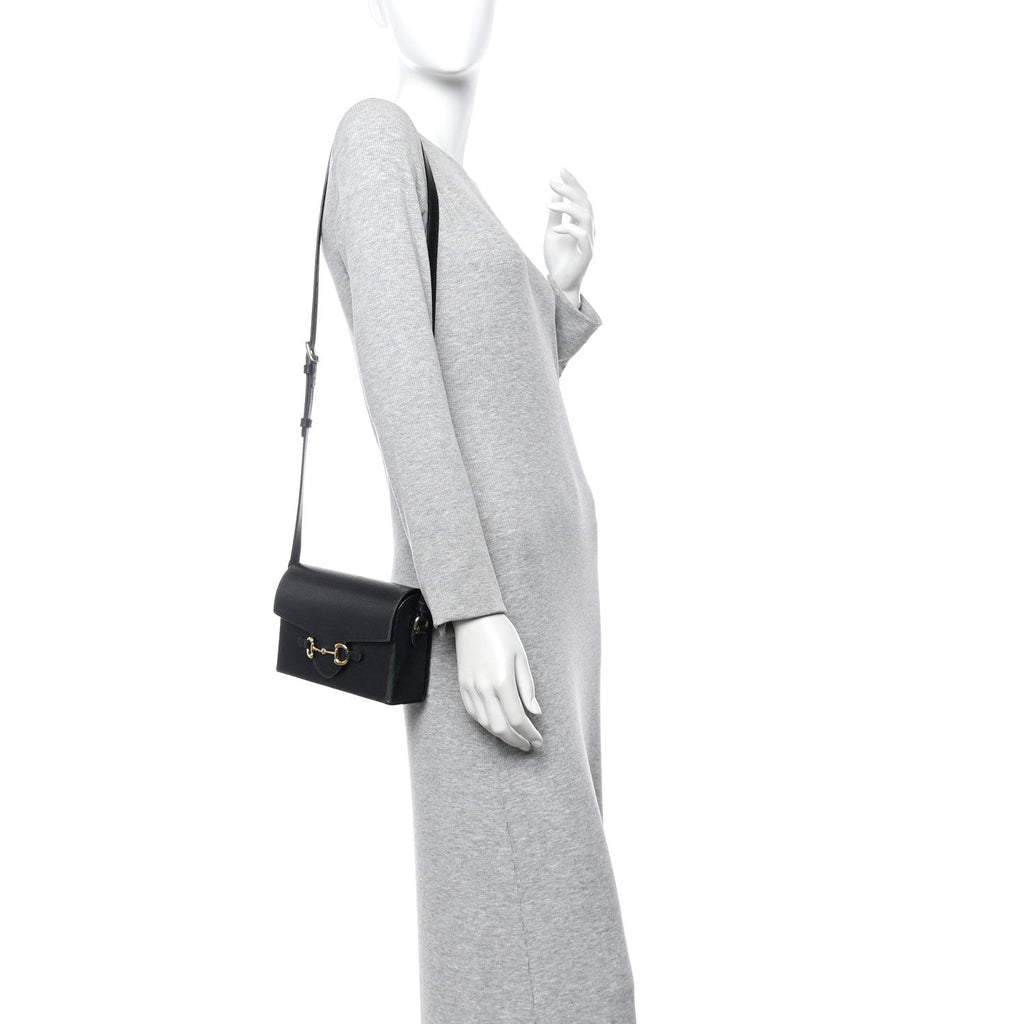 Gucci Calfskin Horsebit 1955 Shoulder Bag Black