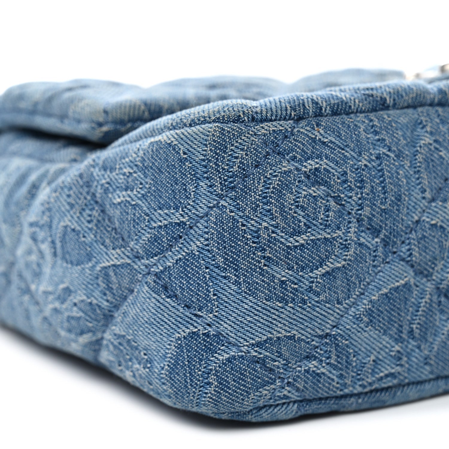 Chanel Denim Quilted Camellia Sweetheart Mini Flap Blue