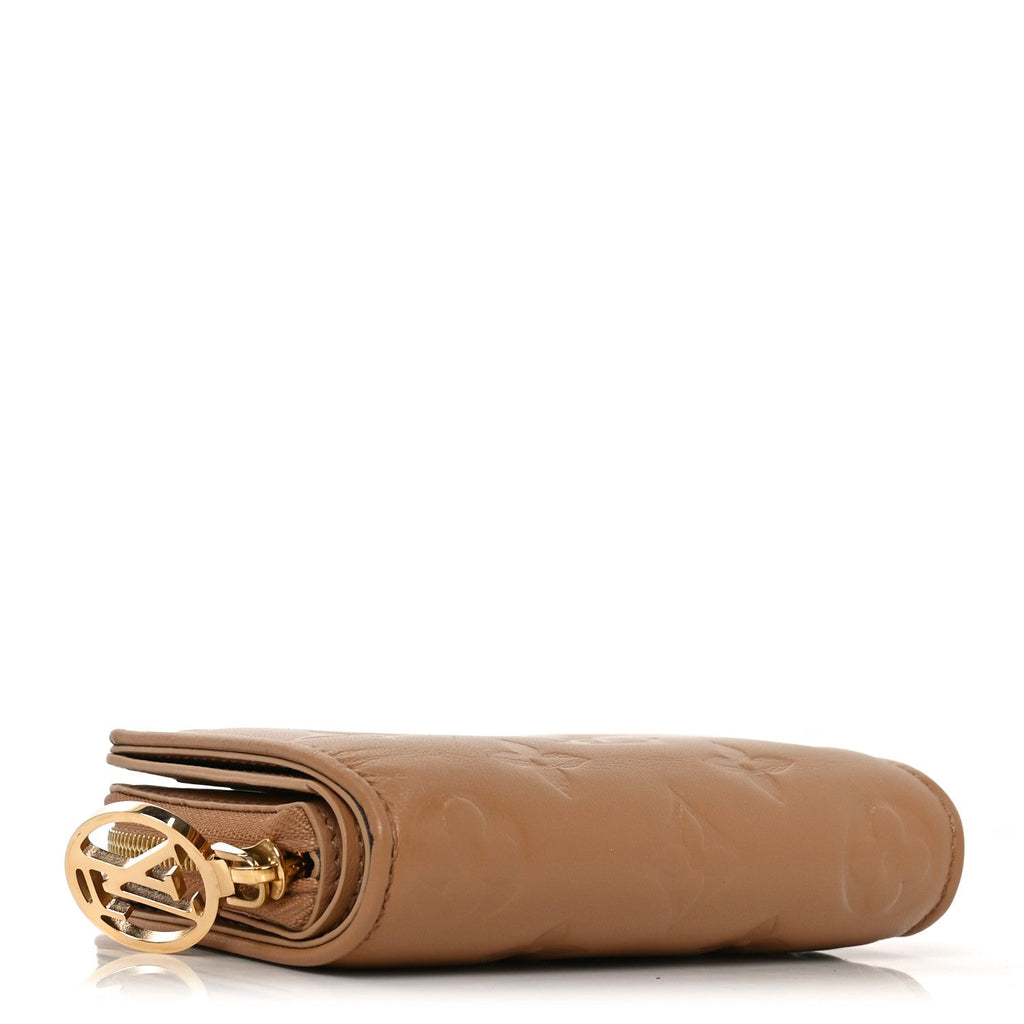 Louis Vuitton Lambskin Embossed Monogram Lou Coussin Wallet Camel