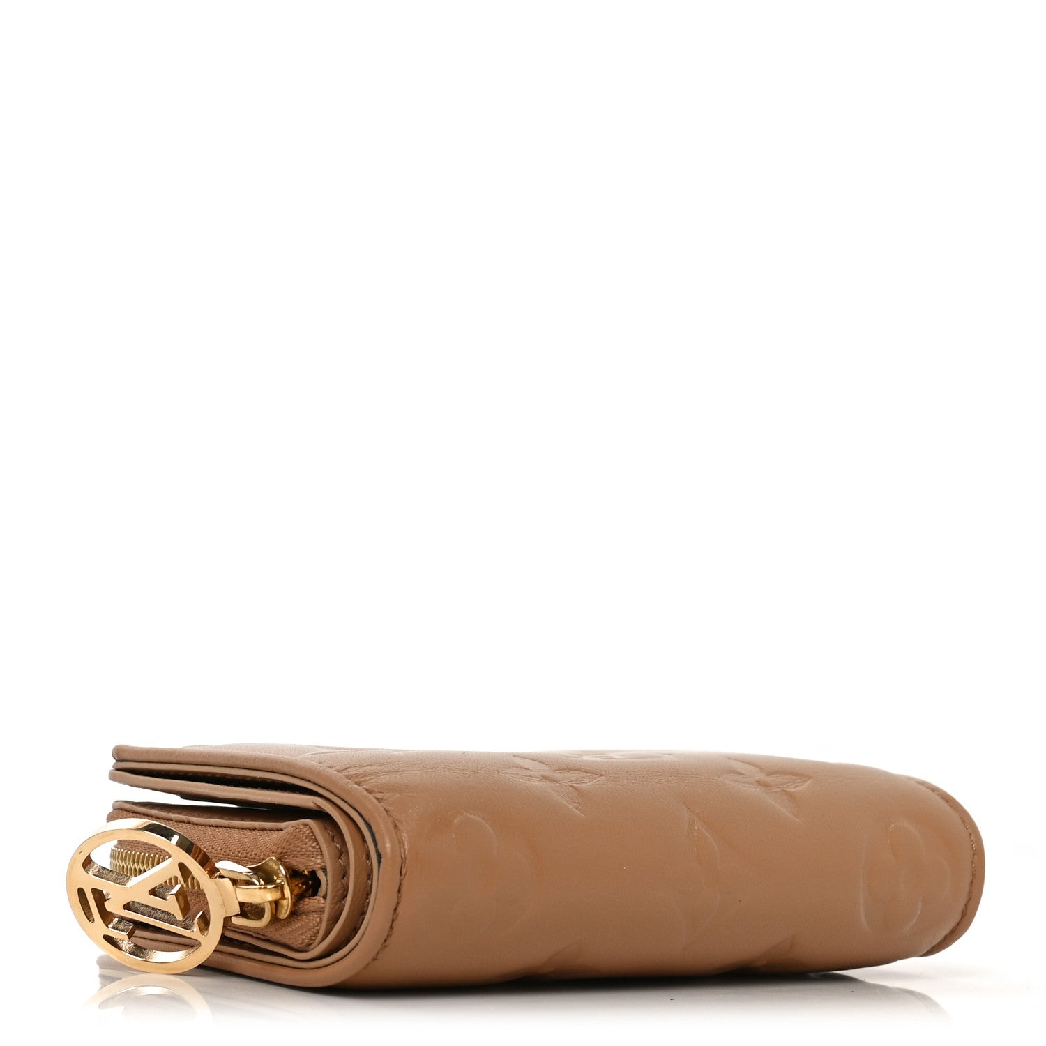 Louis Vuitton Lambskin Embossed Monogram Lou Coussin Wallet Camel