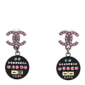 Resin Crystal CC Drop Earrings Black Multicolor