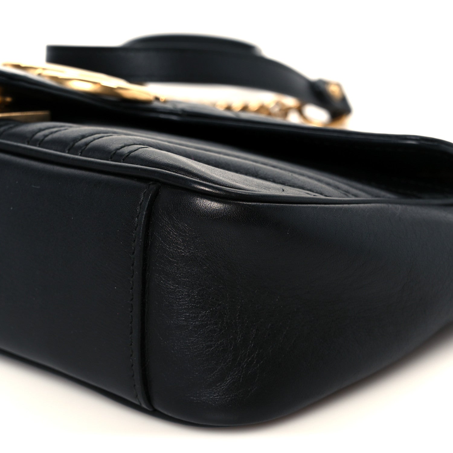 Gucci Calfskin Matelasse Small GG Marmont Shoulder Bag Black