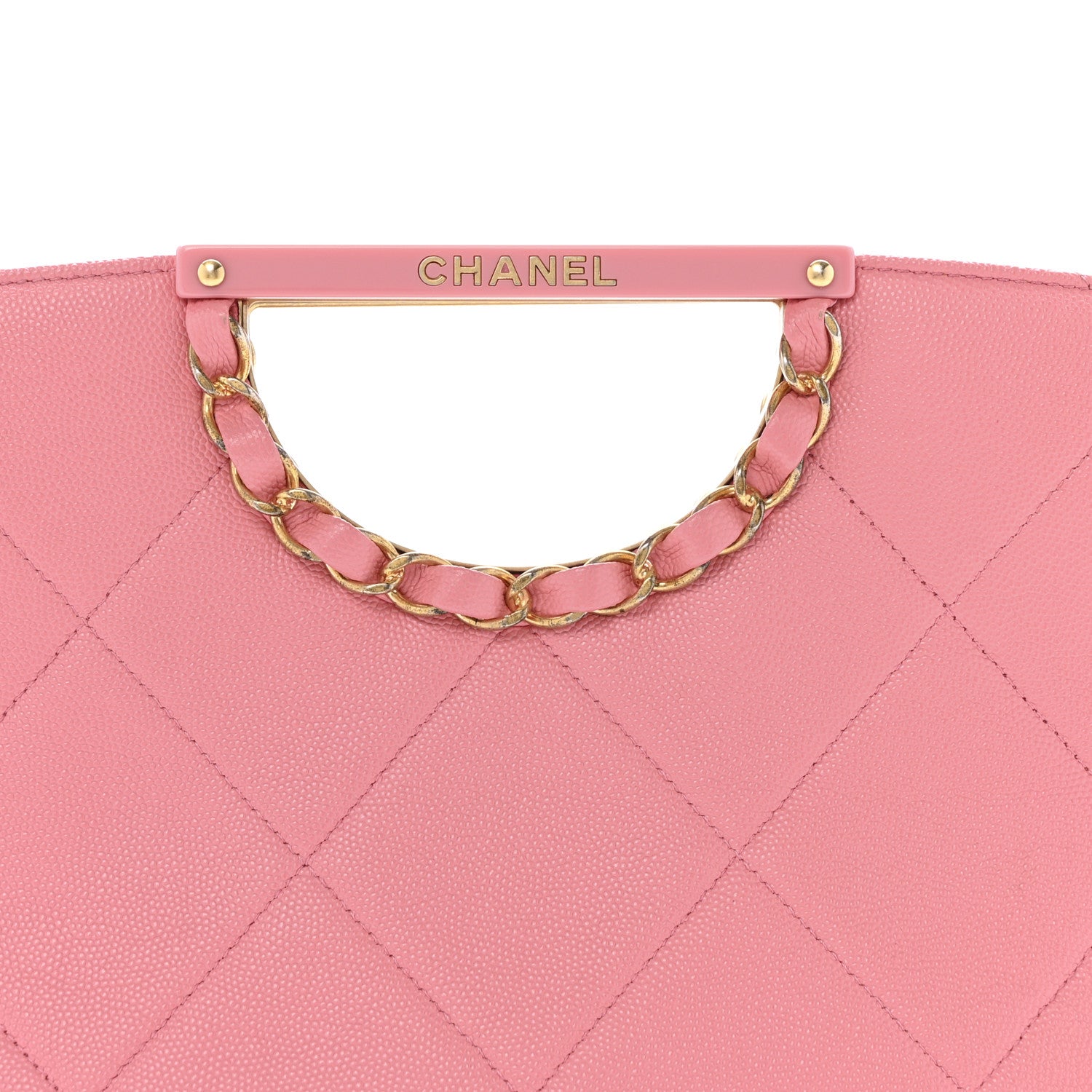 Chanel Caviar Quilted A Real Catch Clutch Pink