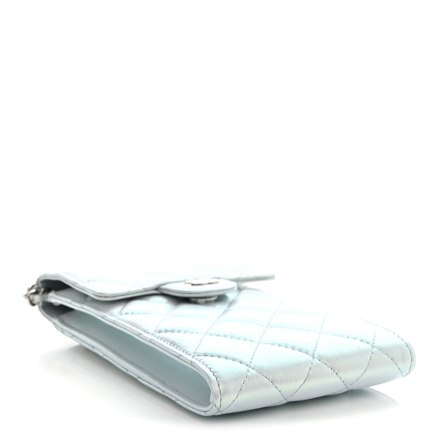 Chanel Iridescent Lambskin Quilted CC Phone Holder Blue