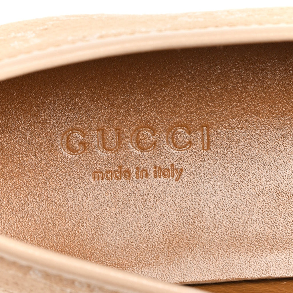 Gucci Canvas GG Monogram Horsebit Womens Jordaan Loafers 35.5 Souffle Rose