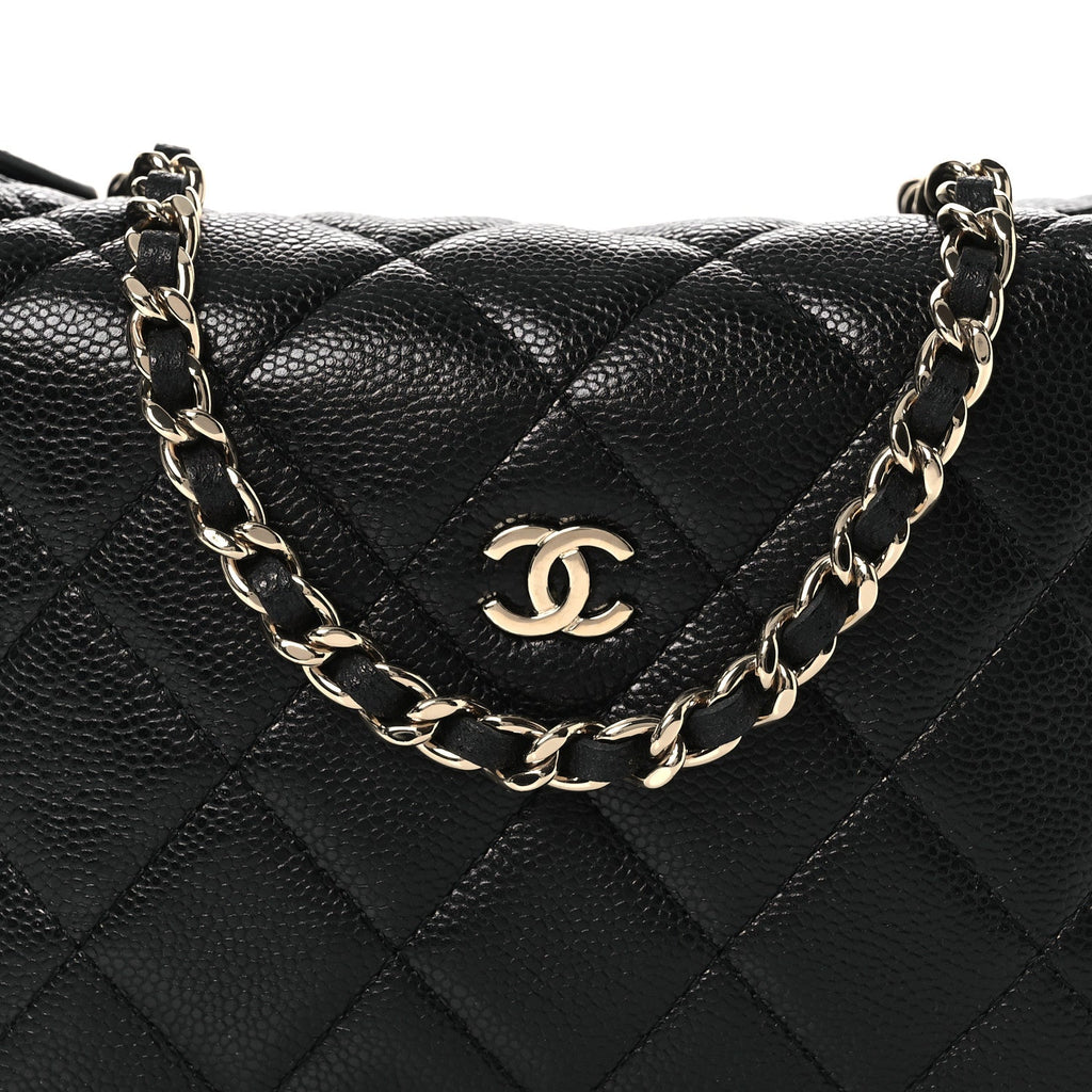 Chanel Caviar Quilted Hobo Clutch With Chain Black