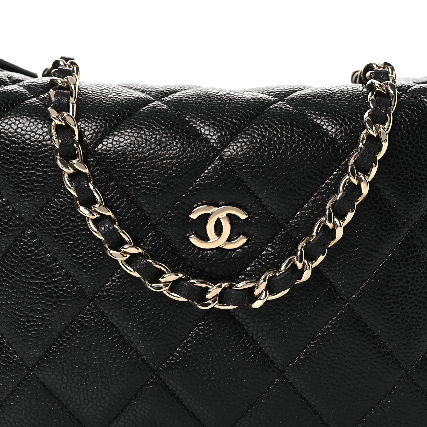 Chanel Caviar Quilted Hobo Clutch With Chain Black