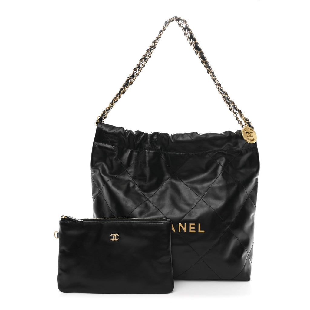 Chanel Shiny Calfskin Quilted Small Chanel 22 Black