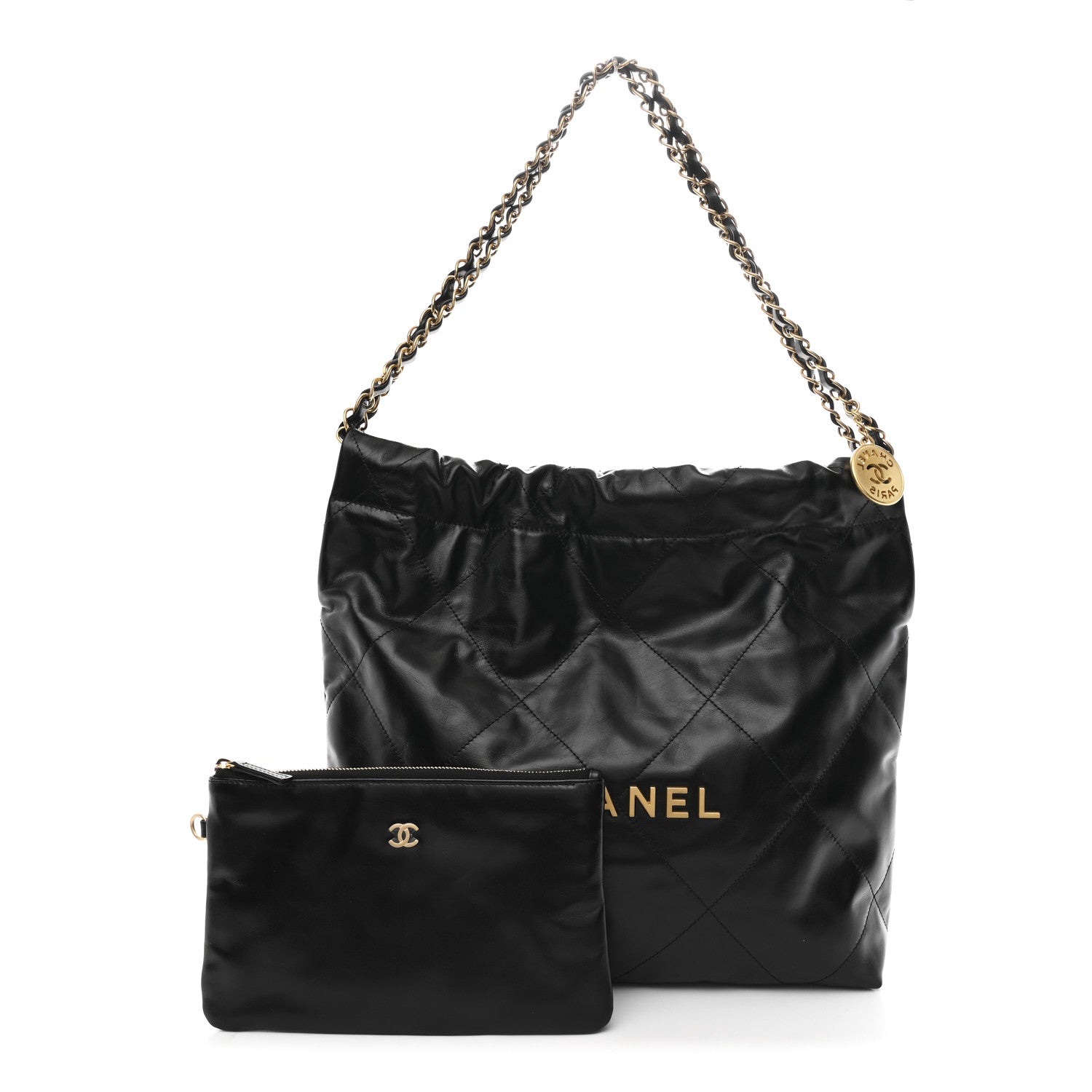 Chanel Shiny Calfskin Quilted Small Chanel 22 Black