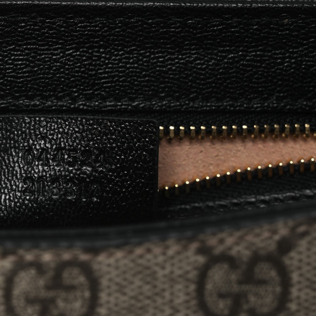 Gucci GG Supreme Monogram Calfskin Small Padlock Messenger Shoulder Bag Beige Black Cuir