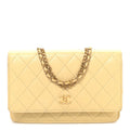 Chanel Lambskin Quilted Enamel Wallet On Chain WOC Yellow