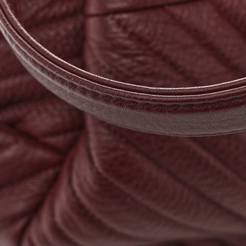 Chanel Deerskin Chevron Medium CC Chain Bucket Drawstring Bag Burgundy