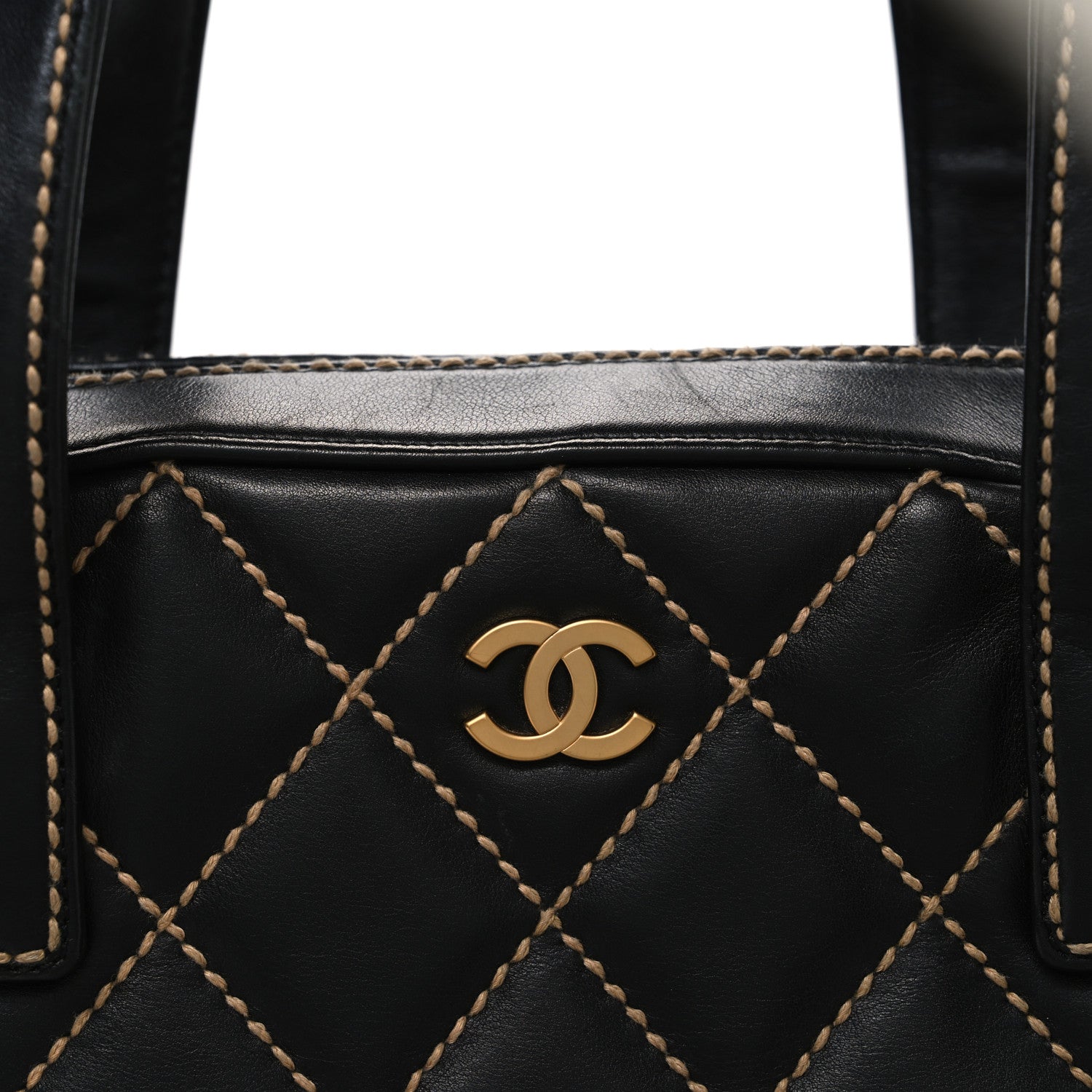 Chanel Calfskin Wild Stitch Top Handle Bag Black