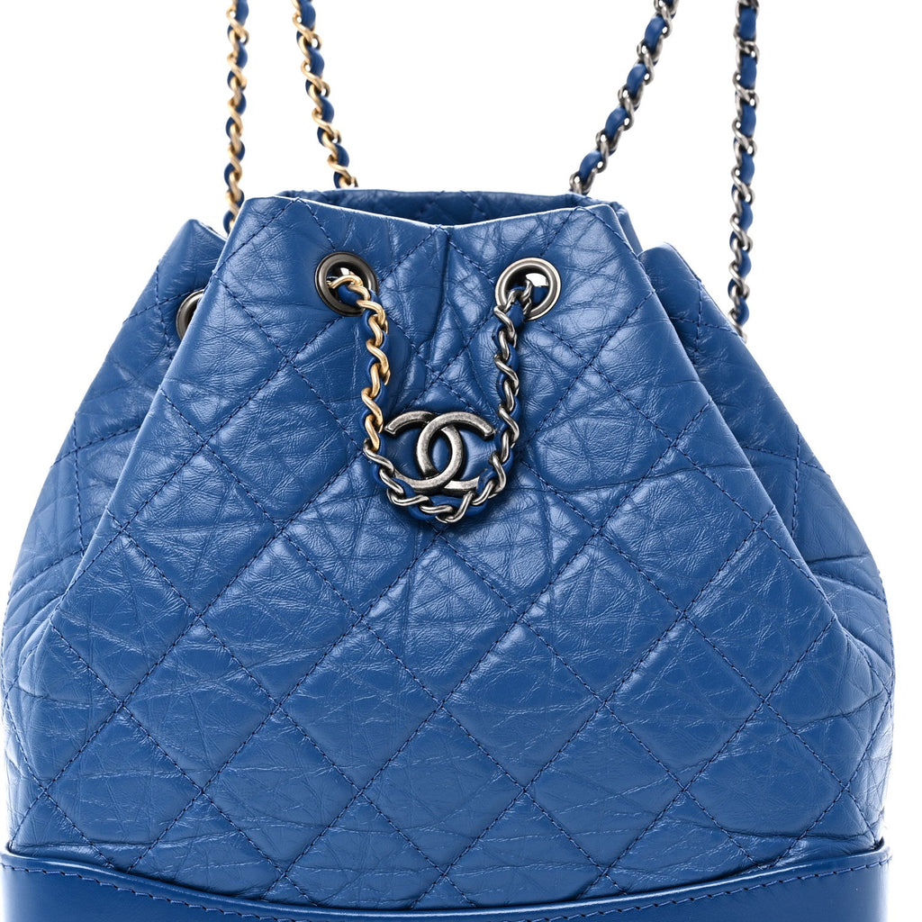 Chanel Aged Calfskin Quilted Small Gabrielle Backpack Blue