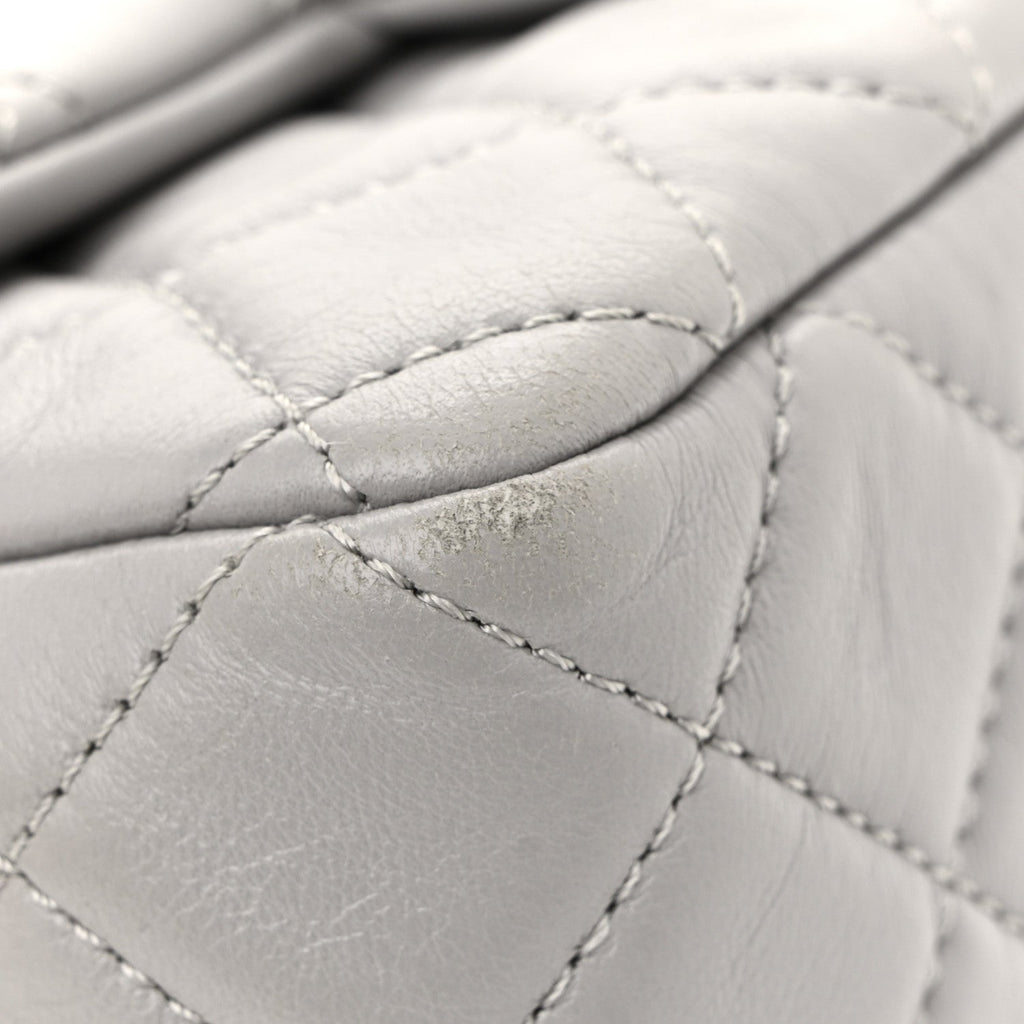 Chanel Lambskin Quilted Mini Rectangular Pearl Crush Flap Grey