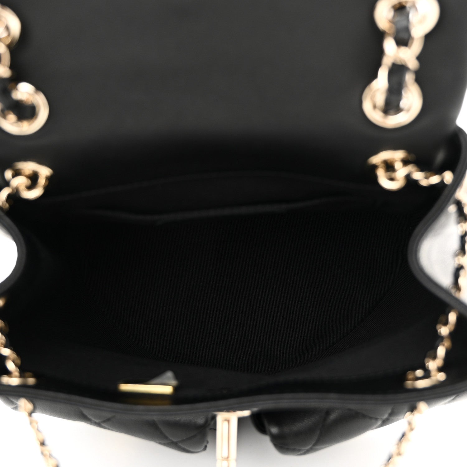 Chanel Calfskin Quilted Medium Duma Pockets Drawstring Backpack Black