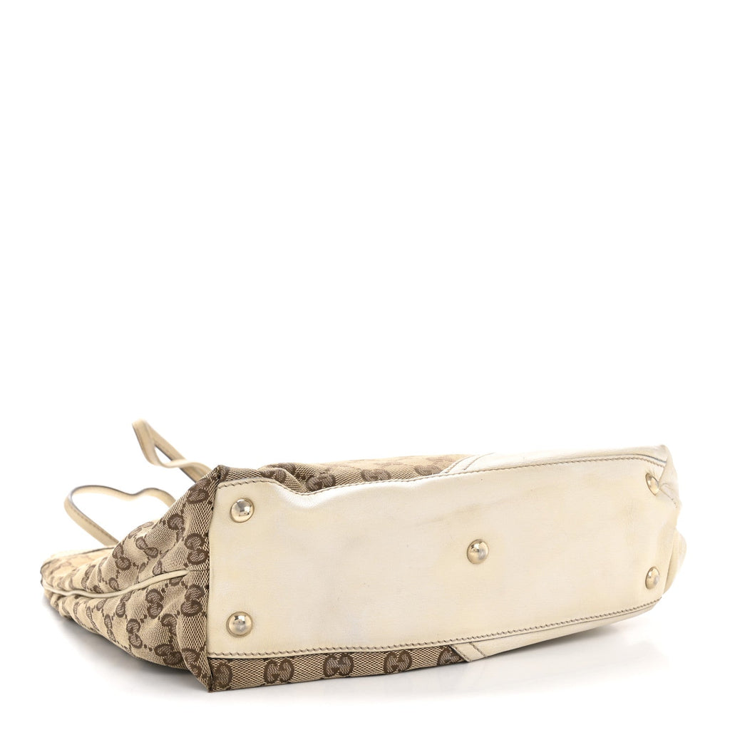 Gucci Monogram Medium New Britt Hobo Tote Off White