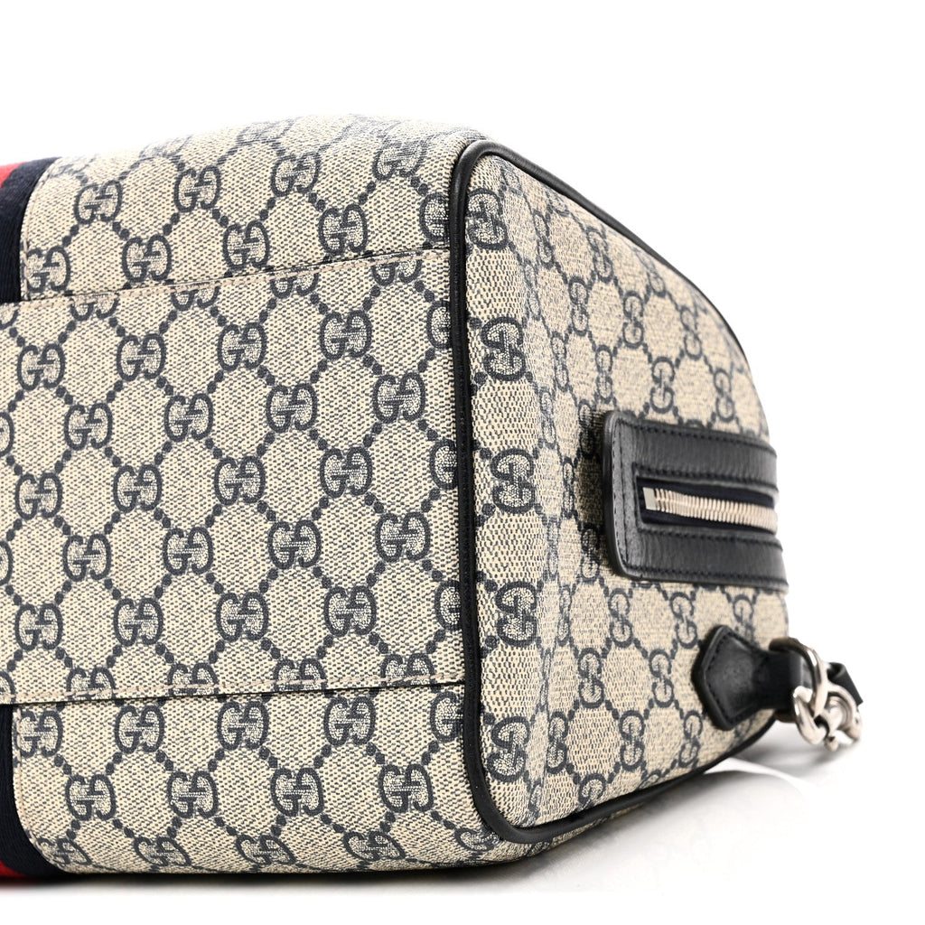 Gucci GG Supreme Monogram Web Medium Ophidia Top Handle Bag Beige Blue