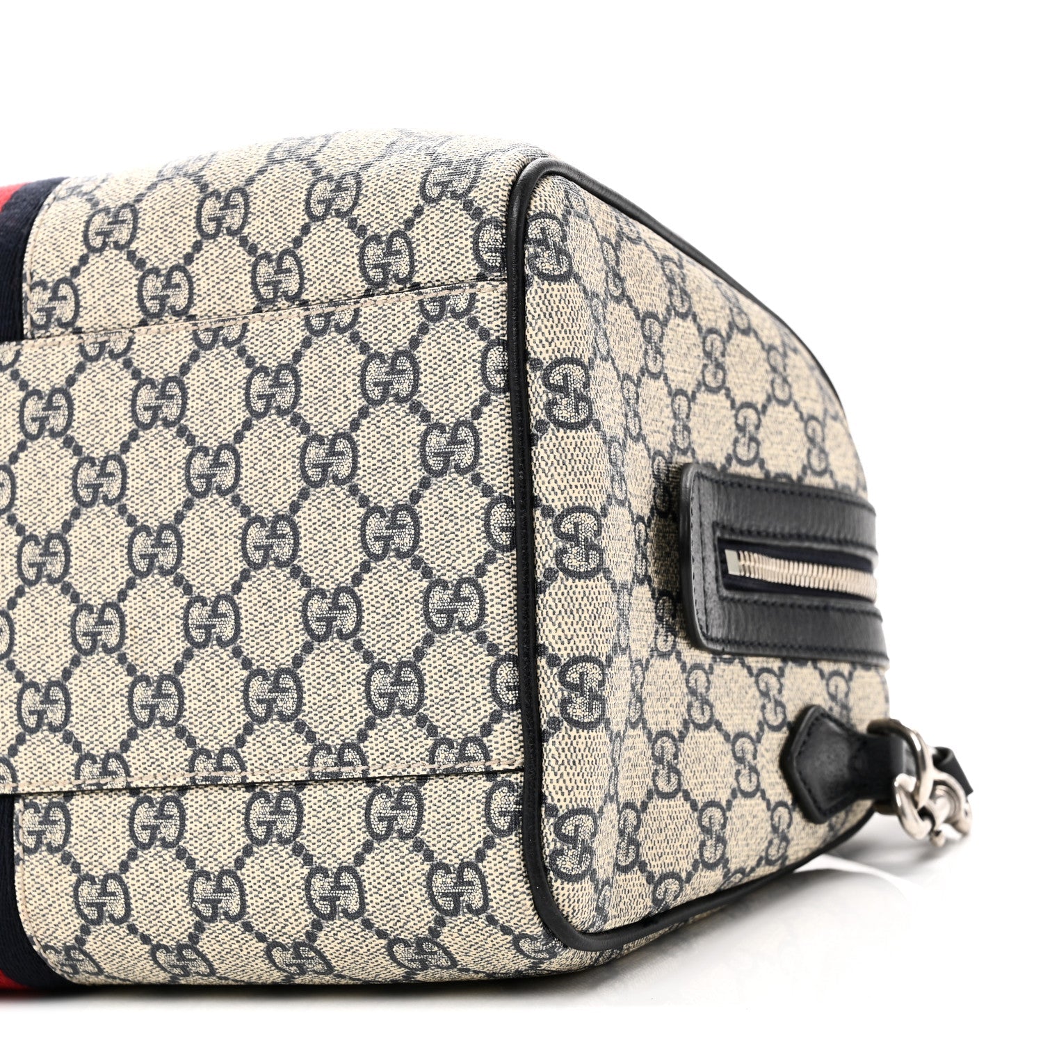 Gucci GG Supreme Monogram Web Medium Ophidia Top Handle Bag Beige Blue