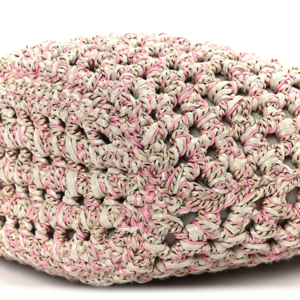 Chanel Mixed Fibers Calfskin Crochet Small Shopping Bag Beige Pink