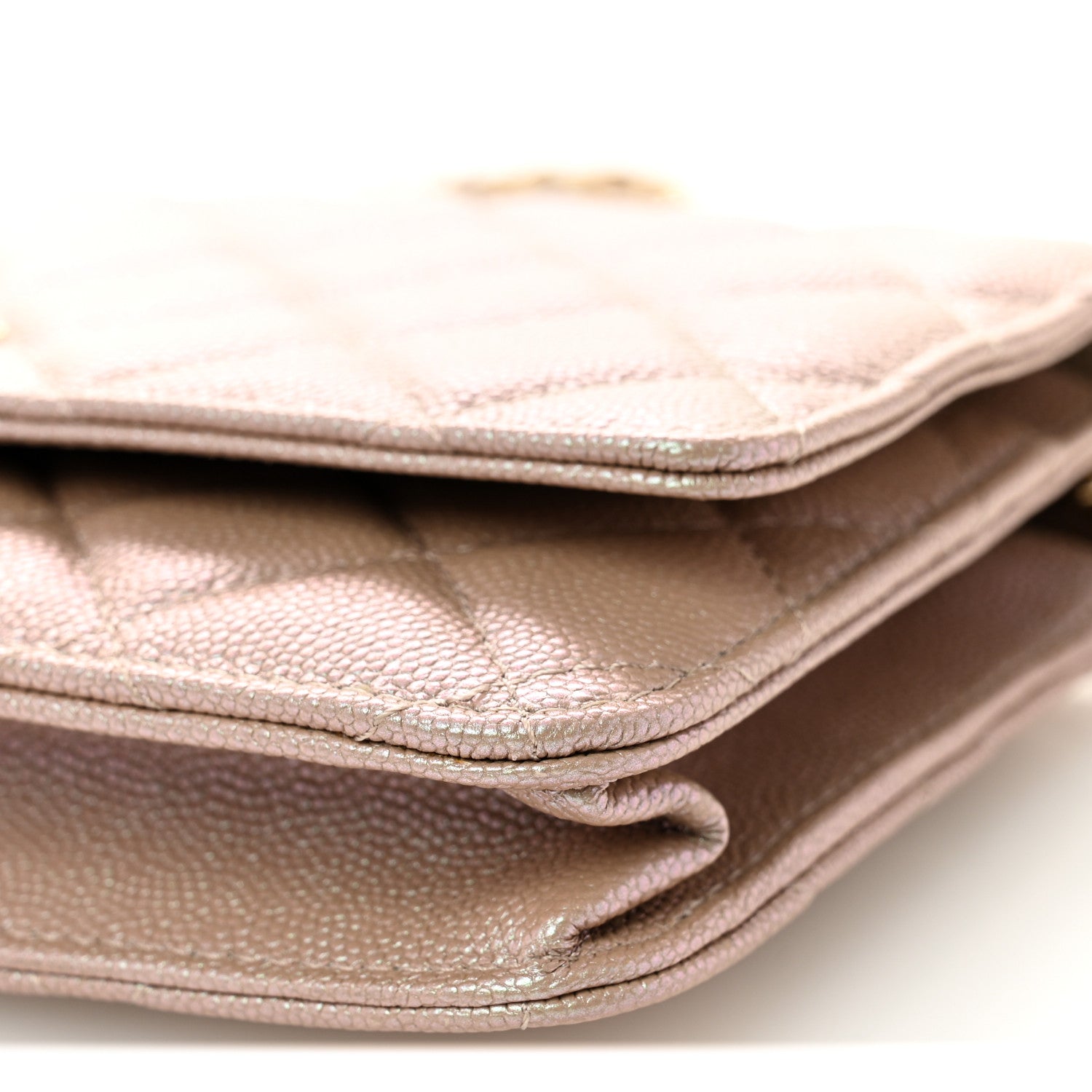 Chanel Iridescent Caviar Quilted Wallet on Chain WOC Beige