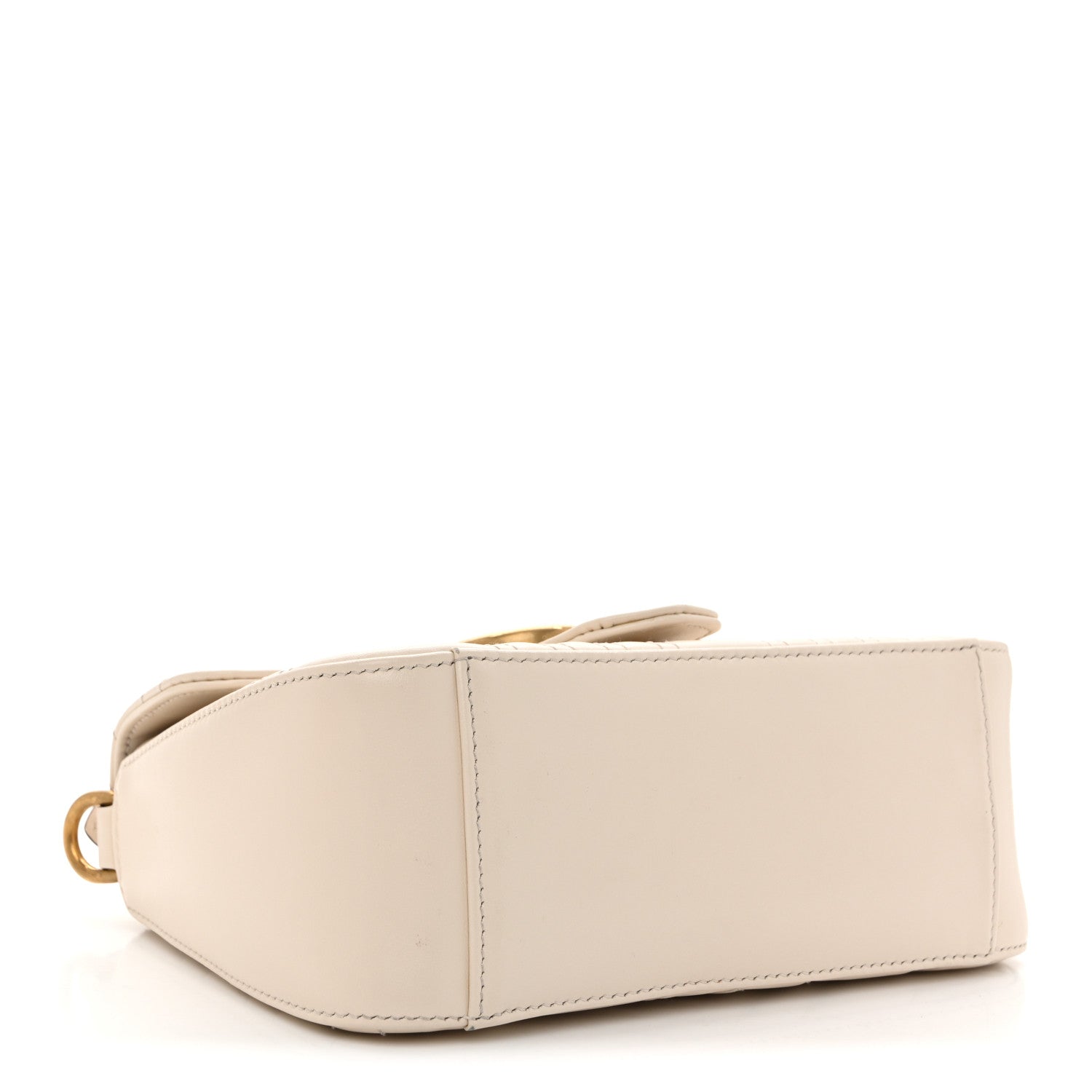 Gucci Calfskin Matelasse Mini GG Marmont Top Handle Shoulder Bag White