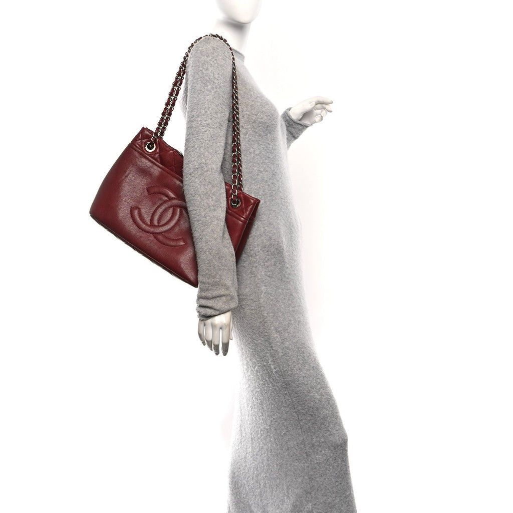 Chanel Caviar Quilted Large Timeless CC Soft Tote Dark Red